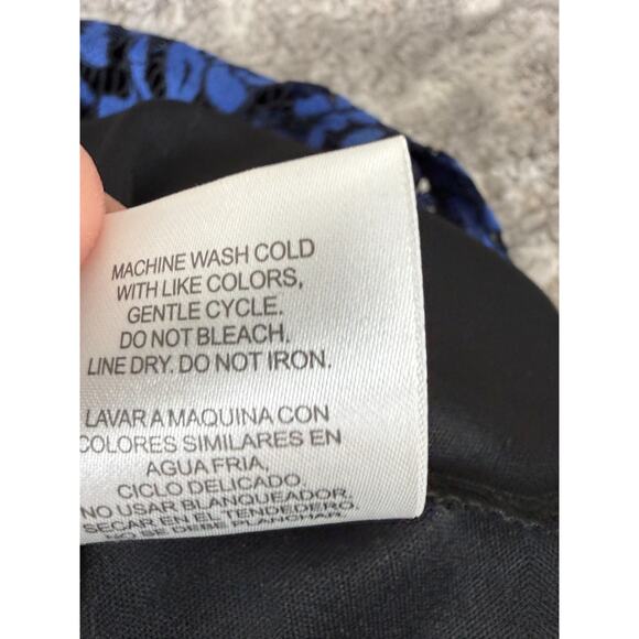 City Triangles Sz 0 Floral Lace Fit Flared Mini Dress Blue Sleeveless Zip Lined - Picture 9 of 10